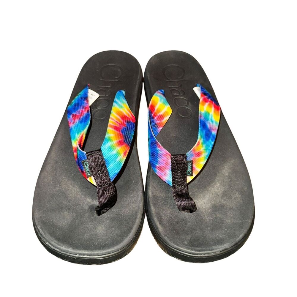Chaco Chillos Flip Flops Women's Size 11 Rainbow Tie Dye Thong Sandals Shoes